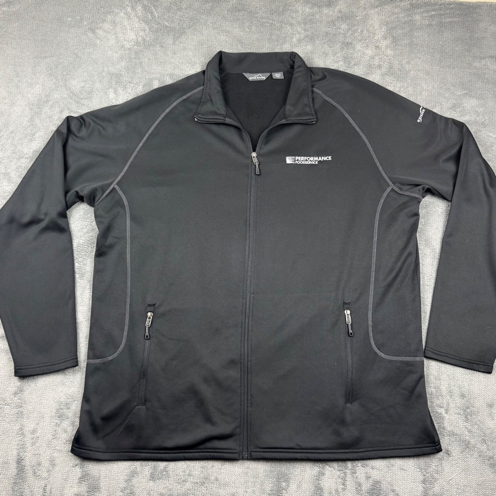 Eddie Bauer Mens 3XL Black Full Zip Performance Fleece Jacket Foodservice Logo - Picture 1 of 6
